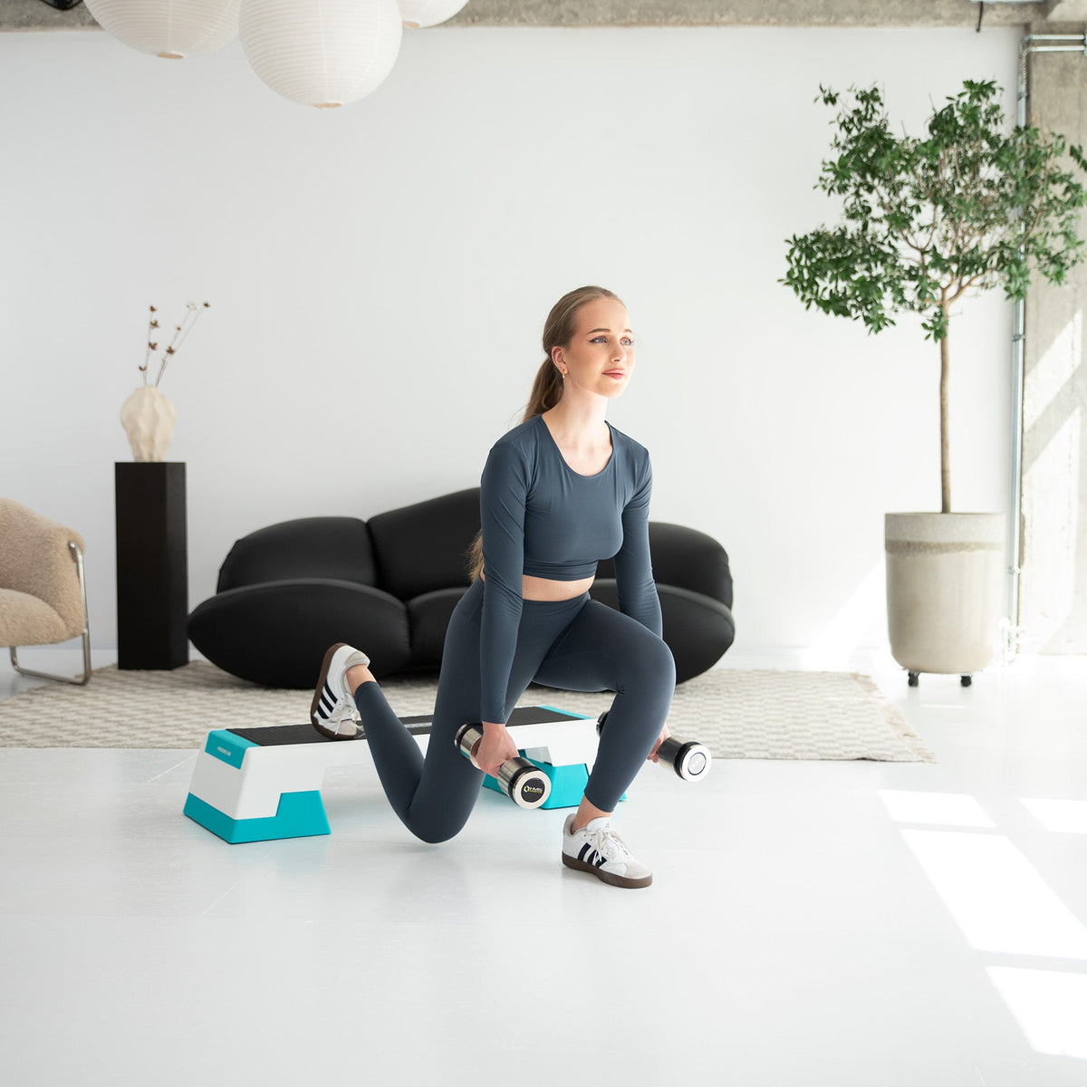 HMS Fitness Premium Aerobic Step - Wit/Blauw - Aanzicht