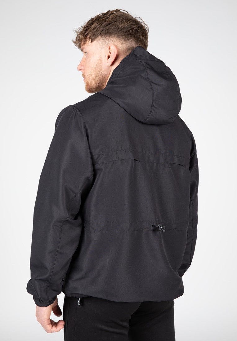 Gorilla Wear Bolton Windbreaker - Unisex Anorak - Zwart - Aanzicht