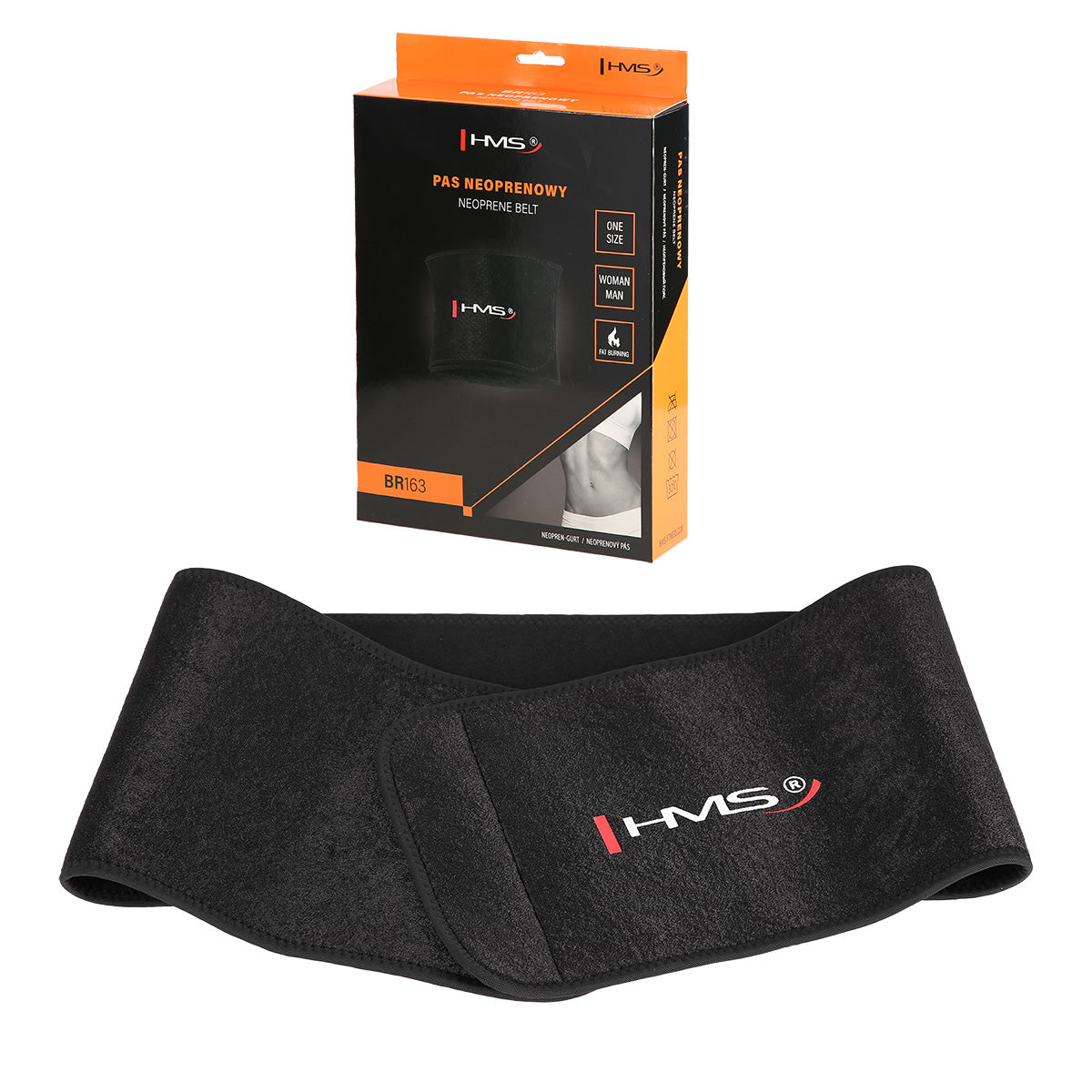 HMS Fitness Afslank Tailleband - Zwart - Aanzicht