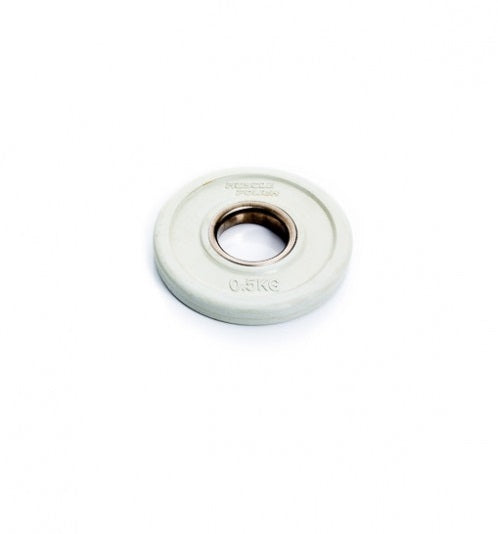 Muscle Power Fractional Olympic Bumper Plate - Halterschijf - 50 mm - 0,5 kg - Aanzicht