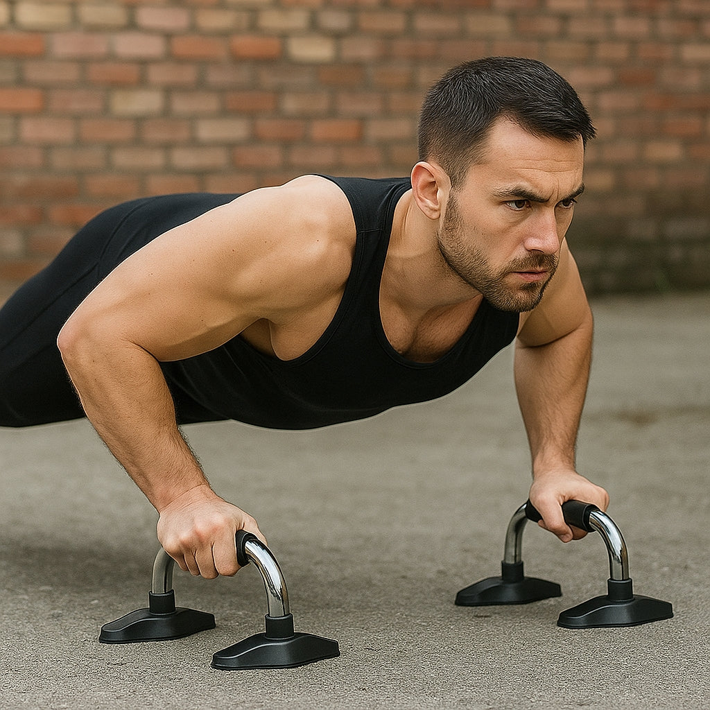 VirtuFit Opdruksteunen Pro - Push Up bars - Chroom - Aanzicht