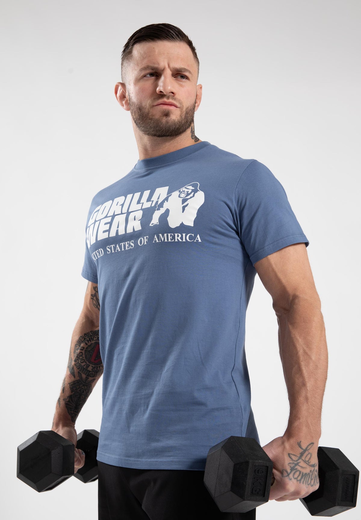 Gorilla Wear Classic T-shirt - Coronet Blauw - Aanzicht