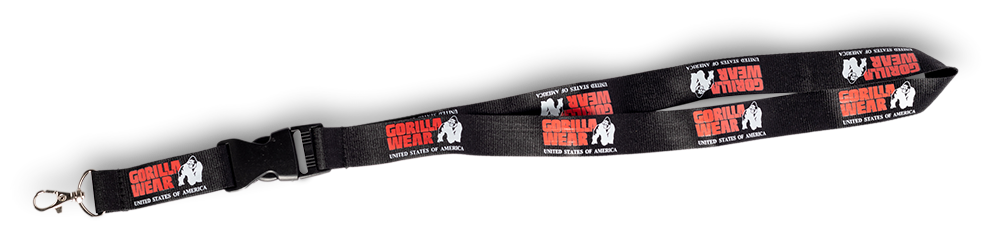 Gorilla Wear Eloy Lanyard Keycord - Zwart/Rood - Aanzicht