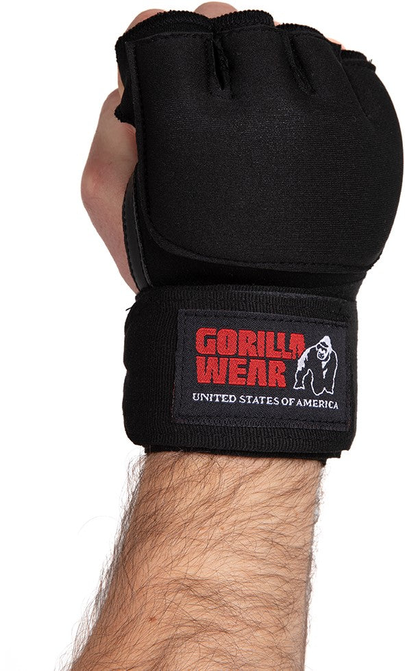 Gorilla Wear Gel Handschoenen met Omslag - Zwart/Wit - Aanzicht