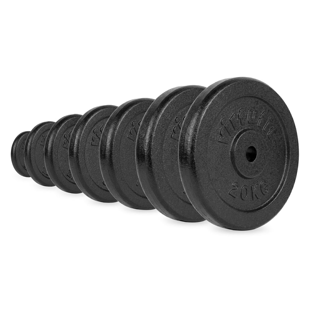 VirtuFit Gietijzeren Halterschijf - Halter gewicht - 30 mm - 15 kg - Zwart - Aanzicht