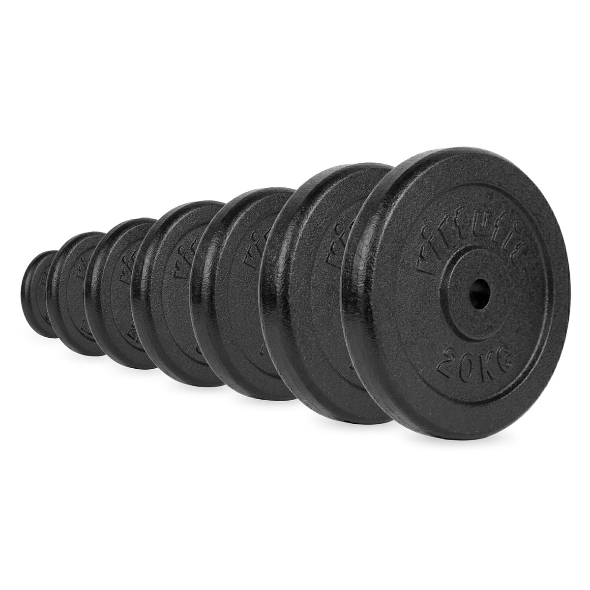 VirtuFit Gietijzeren Halterschijf - Halter gewicht - 30 mm - 20 kg - Zwart - Aanzicht