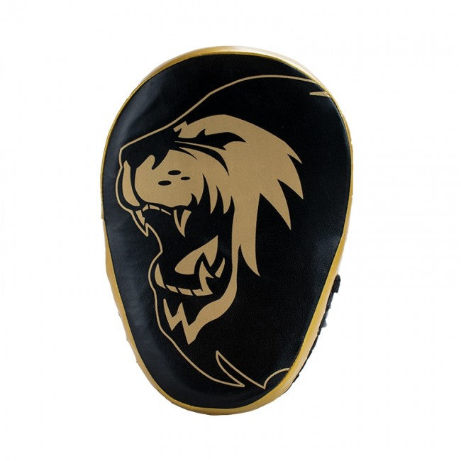 Super Pro Combat Gear Curved Lederen Handpads - Zwart / Goud - Aanzicht