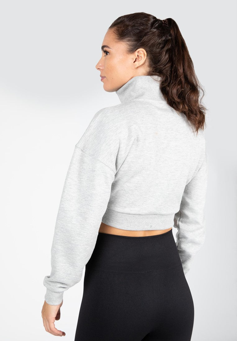 Gorilla Wear Ocala Cropped Half-Zip Sweatshirt - Grijs - Aanzicht