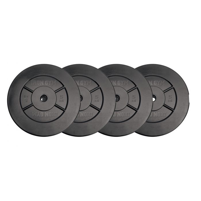 Iron Gym Halterschijven Set - 4 x 5 kg - 25 mm - Zwart - Aanzicht