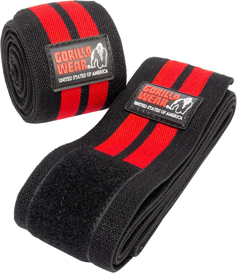 Gorilla Wear Knee Wraps - Zwart/Rood - Aanzicht