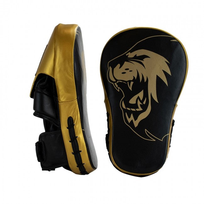 Super Pro Combat Gear Lederen Handpads - Extra lang - Zwart / Goud - Aanzicht