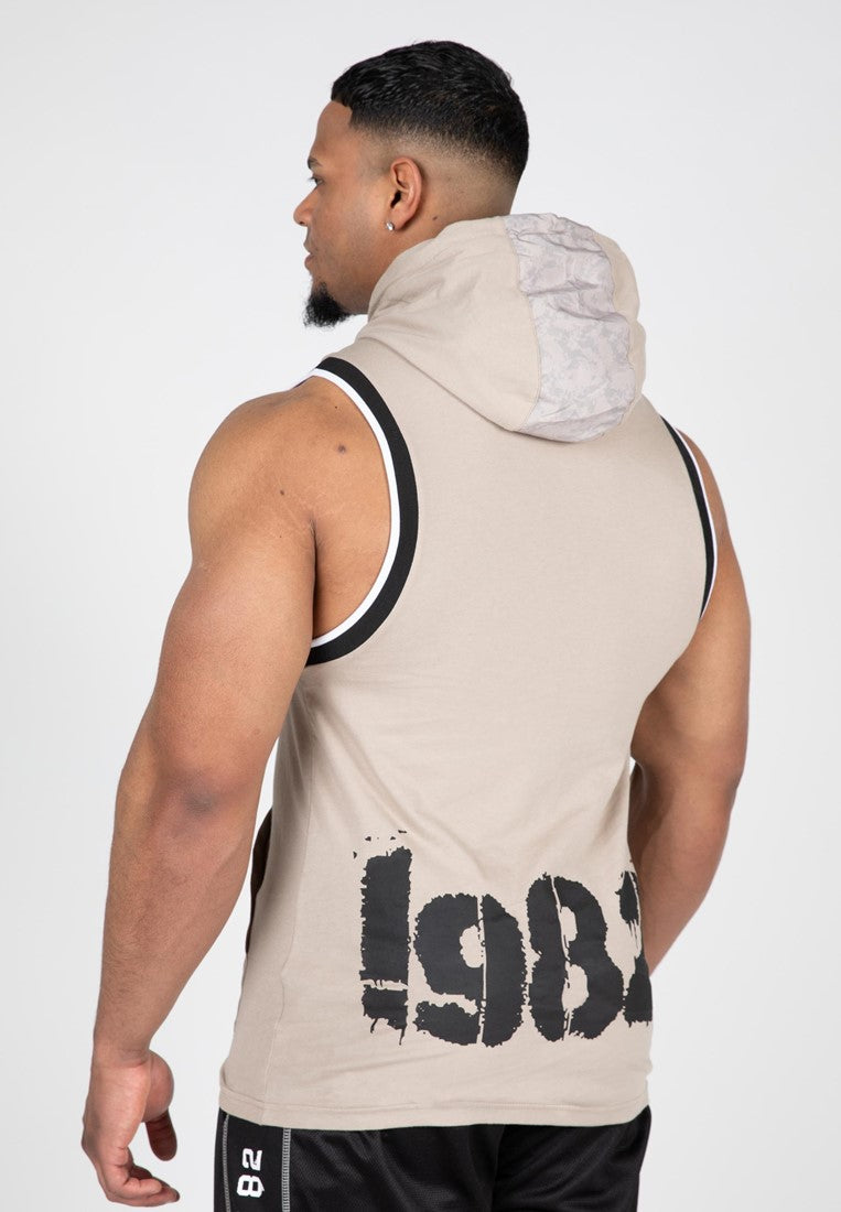 Gorilla Wear Loretto Mouwloze Hoodie - Beige - Aanzicht