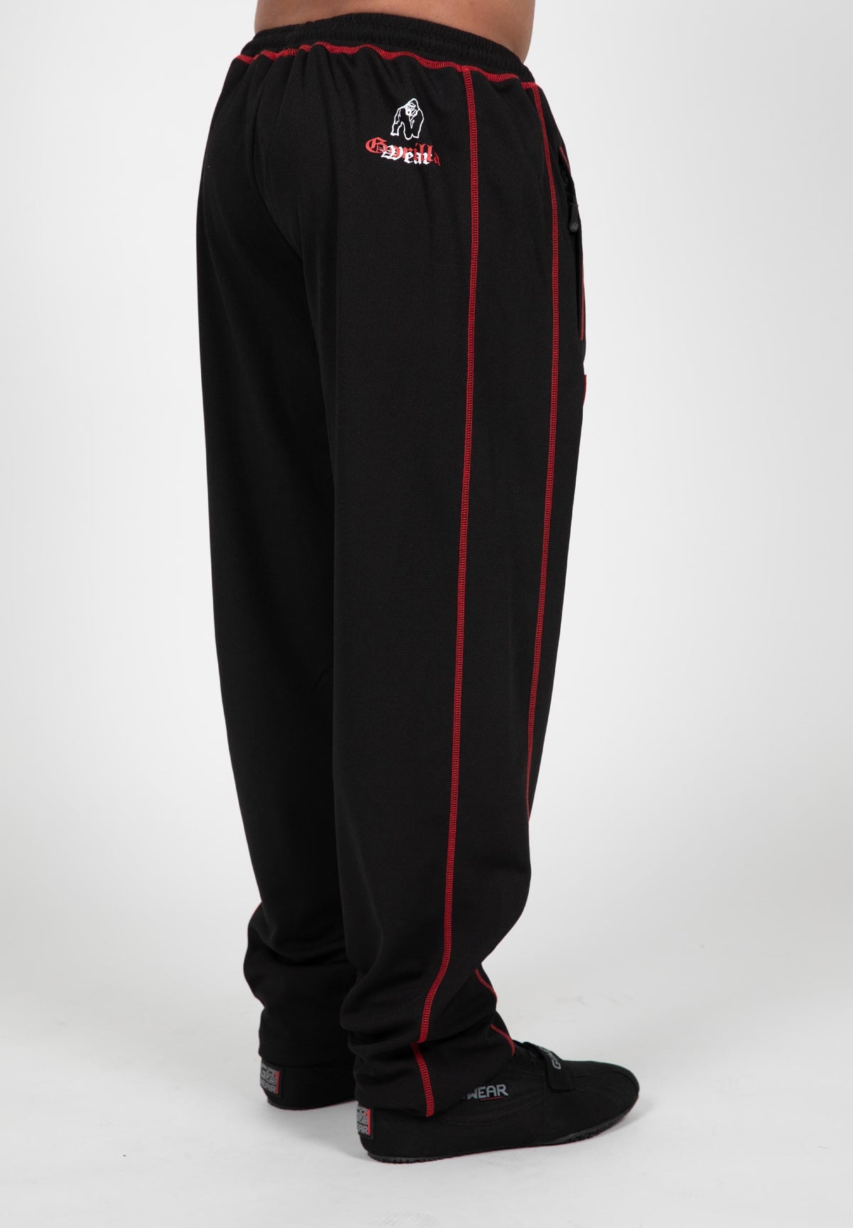 Gorilla Wear Marlow Mesh Pants - Zwart/Rood - Aanzicht