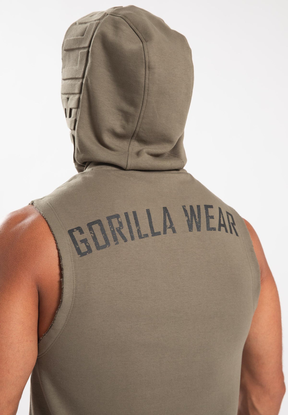 Gorilla Wear Marshall Mouwloze Hoodie - Legergroen - Aanzicht