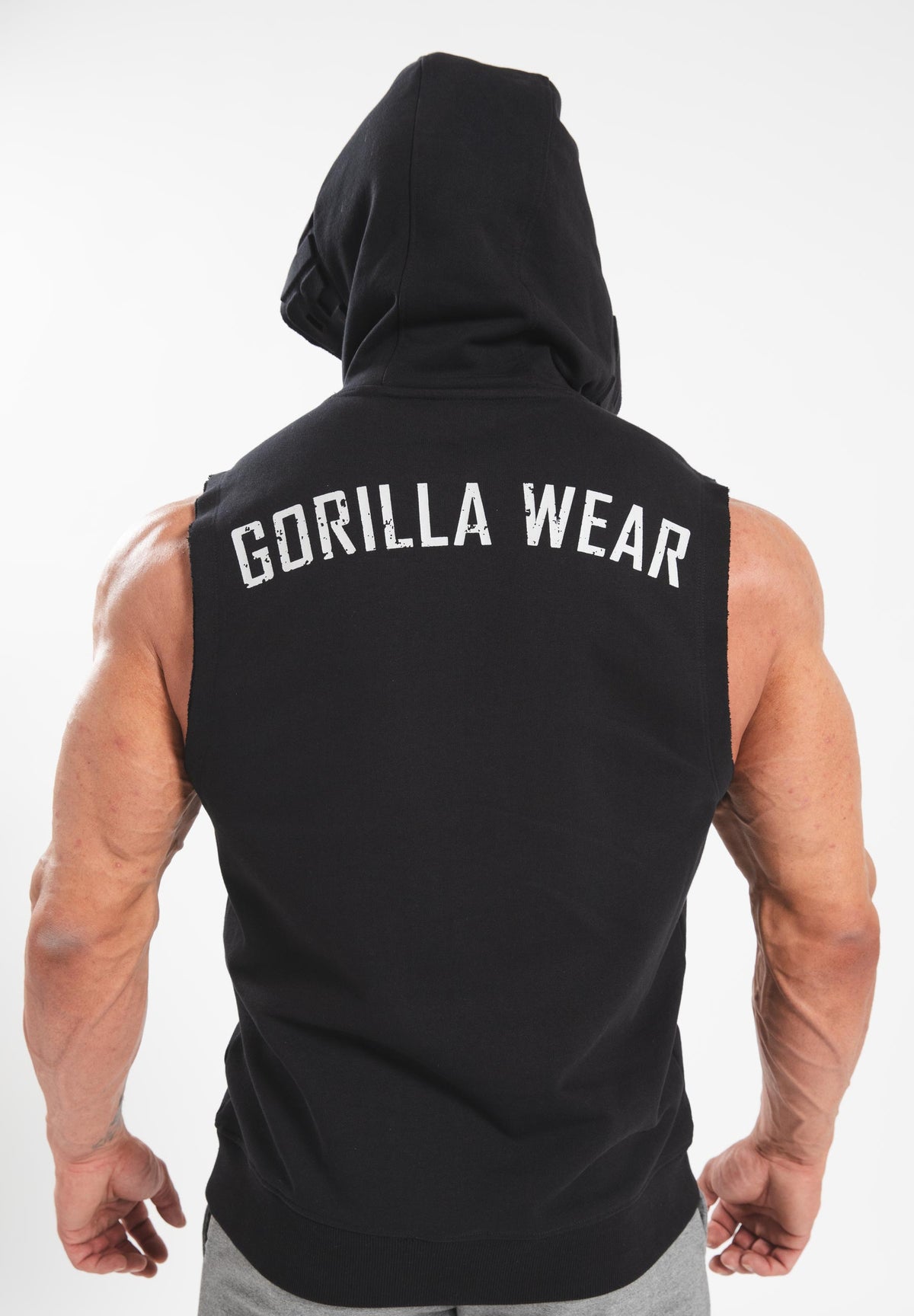 Gorilla Wear Marshall Mouwloze Hoodie - Zwart - Aanzicht