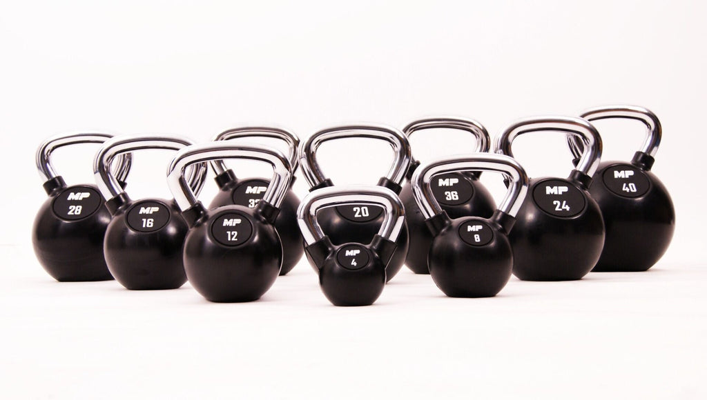 Muscle Power Rubberen Kettlebell - Zwart - 28 kg - Aanzicht
