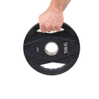 Muscle Power Olympische Halterschijf met Handgrepen - Rubber - 5 kg - Aanzicht