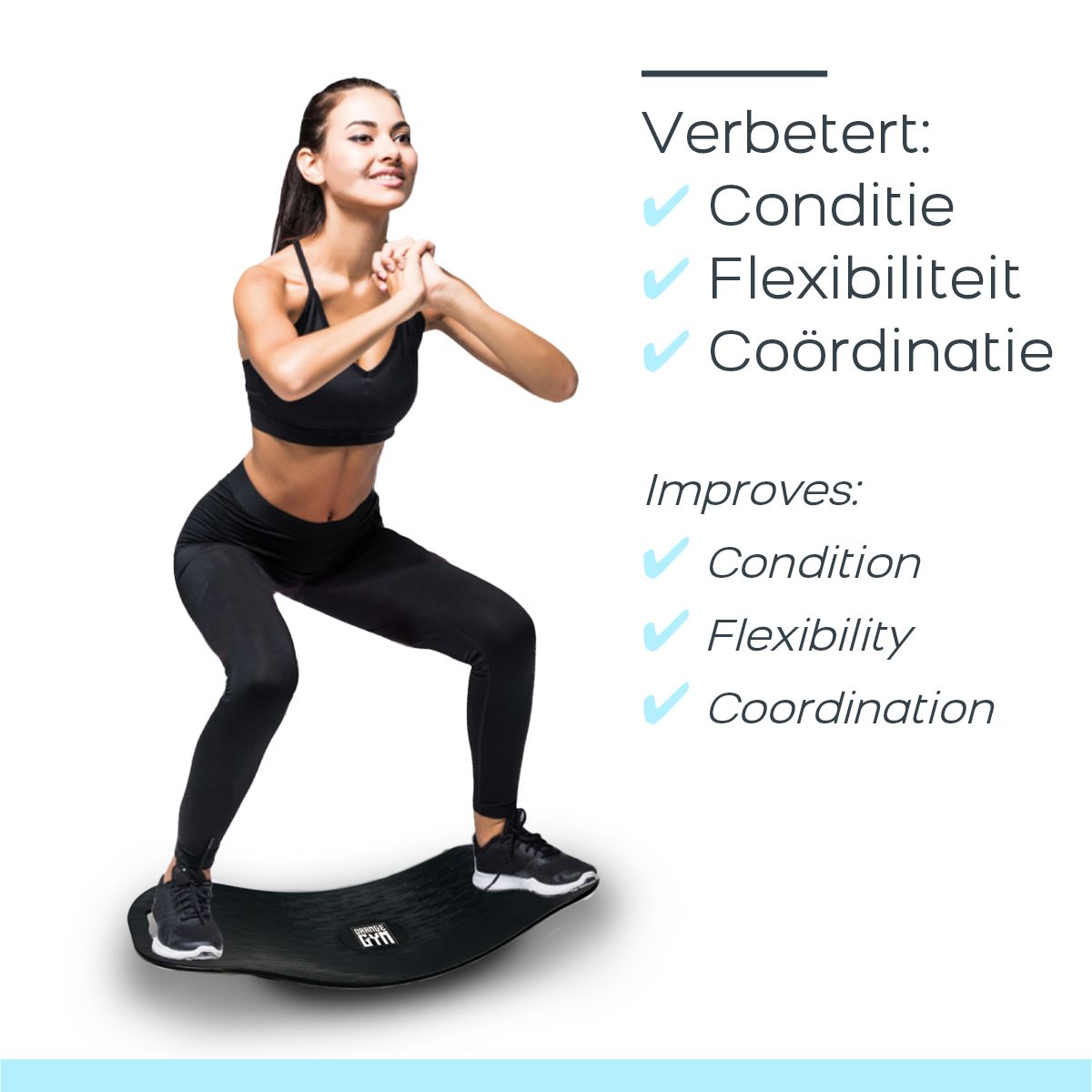 Orange Gym Balans Bord - Zwart - Aanzicht