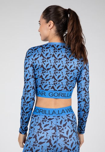 Gorilla Wear Osseo Cropped Longsleeve - Blauw - Aanzicht