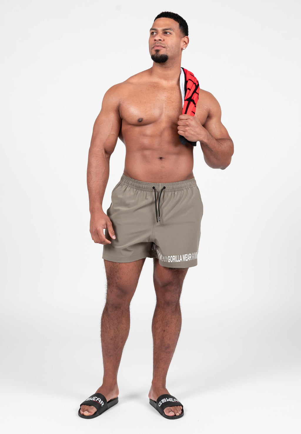 Gorilla Wear Otis Zwembroek - Korte Broek - Legergroen - Aanzicht