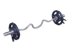 Lifemaxx Olympic Curled V-Bar - Geborsteld Staal - 120 cm - Aanzicht