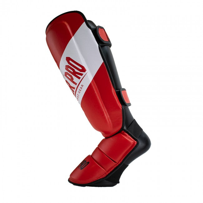 Super Pro Combat Gear Rebel Scheenbeschermers - Rood/Wit - Aanzicht