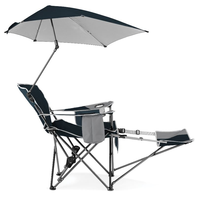 Sport-Brella Verstelbare Campingstoel - Visstoel - Strandstoel met Parasol - Blauw - Aanzicht