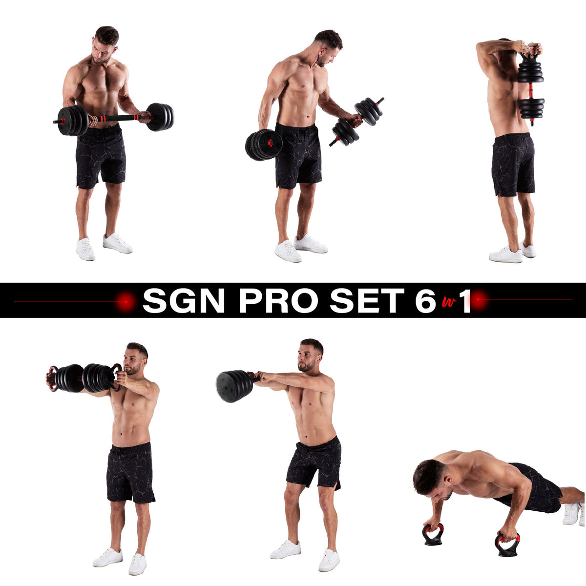 HMS Fitness 6-in-1 Krachttraining Set - 40 kg - Aanzicht