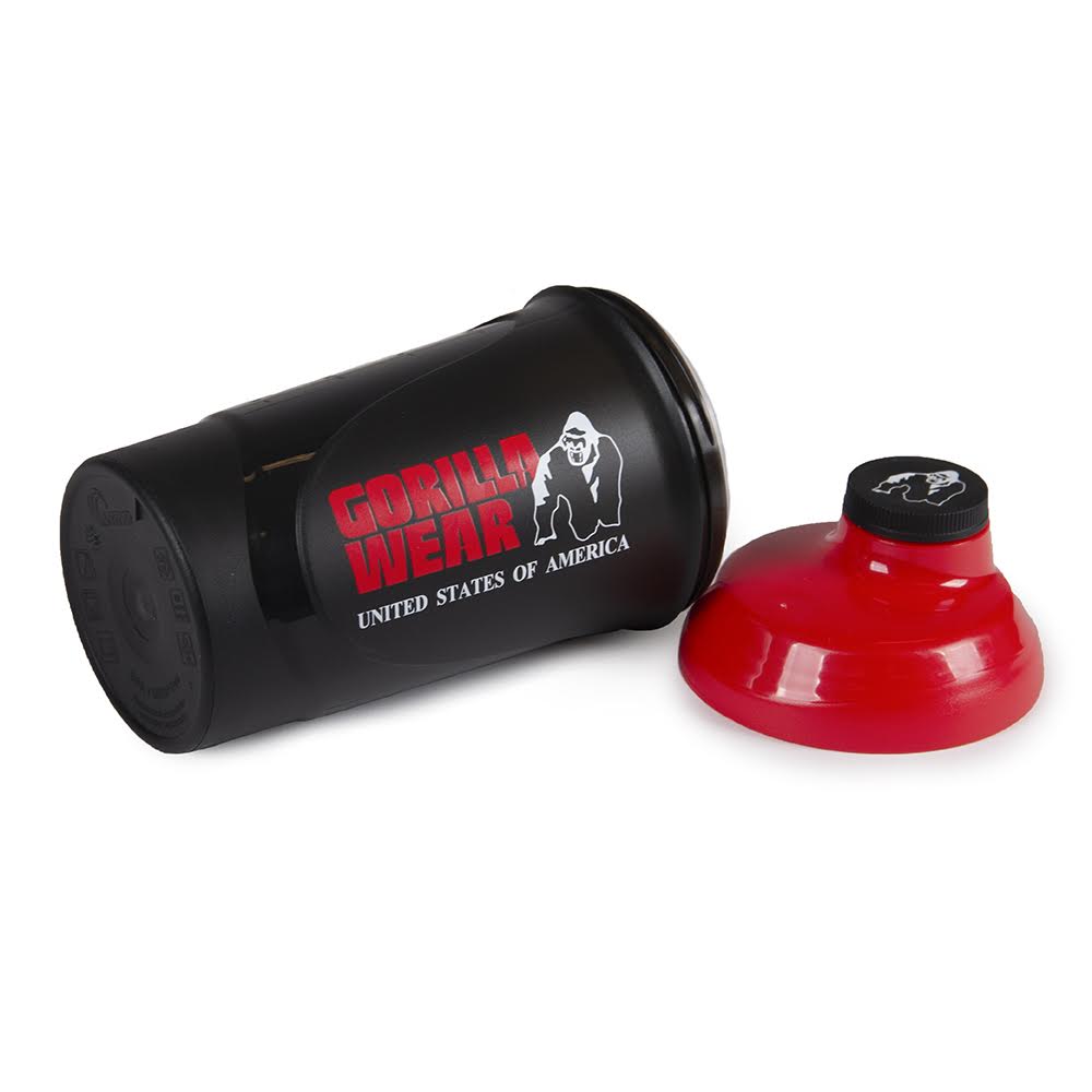 Gorilla Wear Wave Shake Beker - 600 ml - Zwart/Rood - Aanzicht
