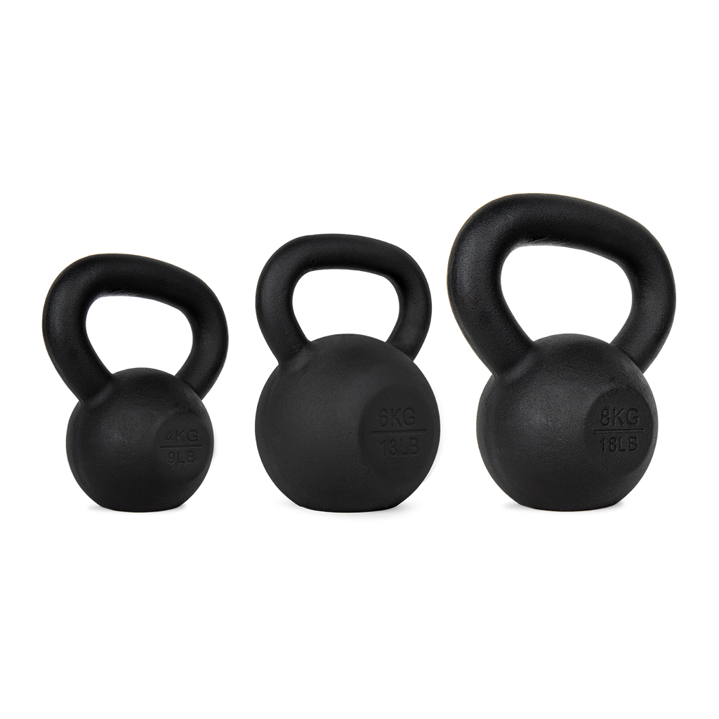 VirtuFit Kettlebell Set Gietijzer 4-6-8 kg - Aanzicht