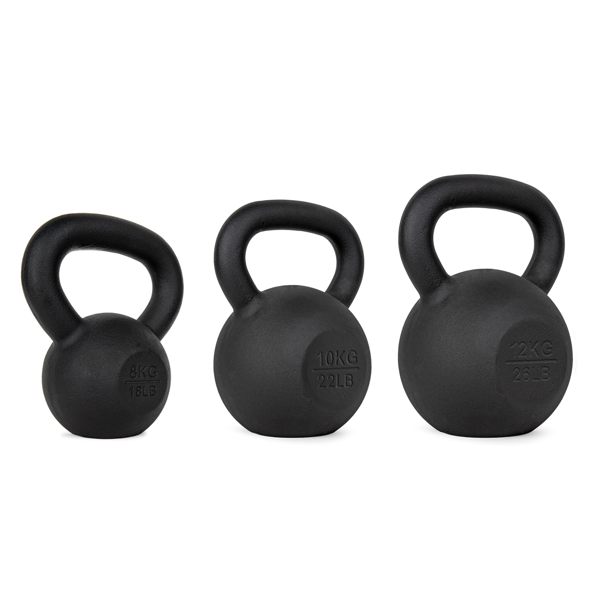 VirtuFit Kettlebell Set Gietijzer 8-10-12 kg - Aanzicht