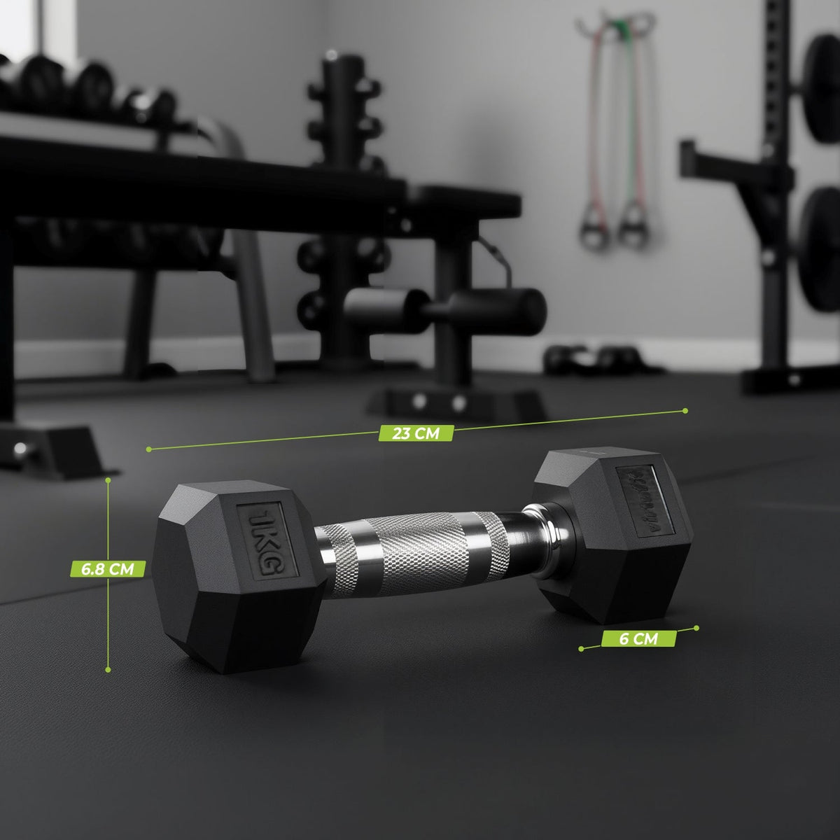 VirtuFit Hexa Dumbbell Pro - 1 kg - Per Stuk - Aanzicht