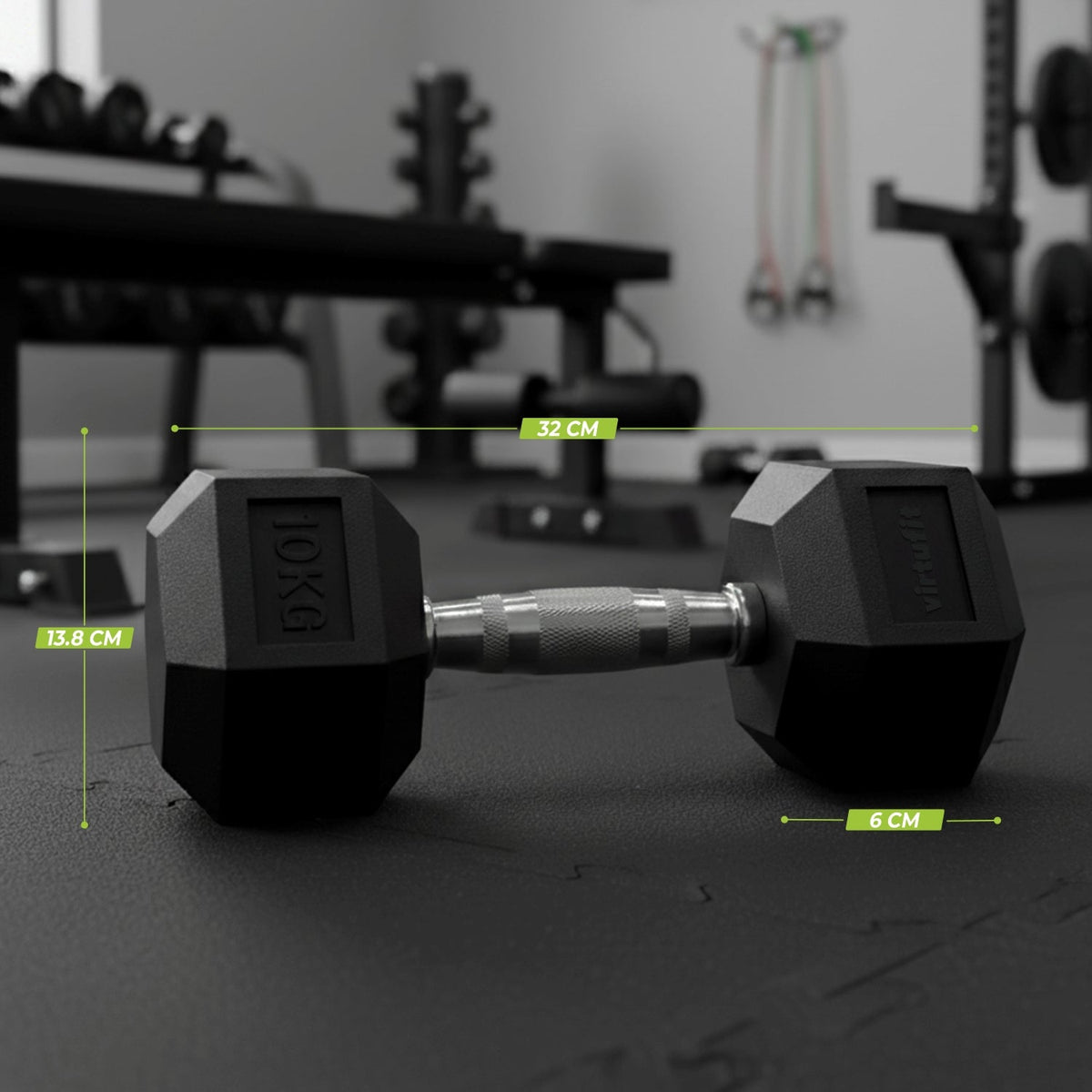 VirtuFit Hexa Dumbbell Pro - 10 kg - Per Stuk - Aanzicht