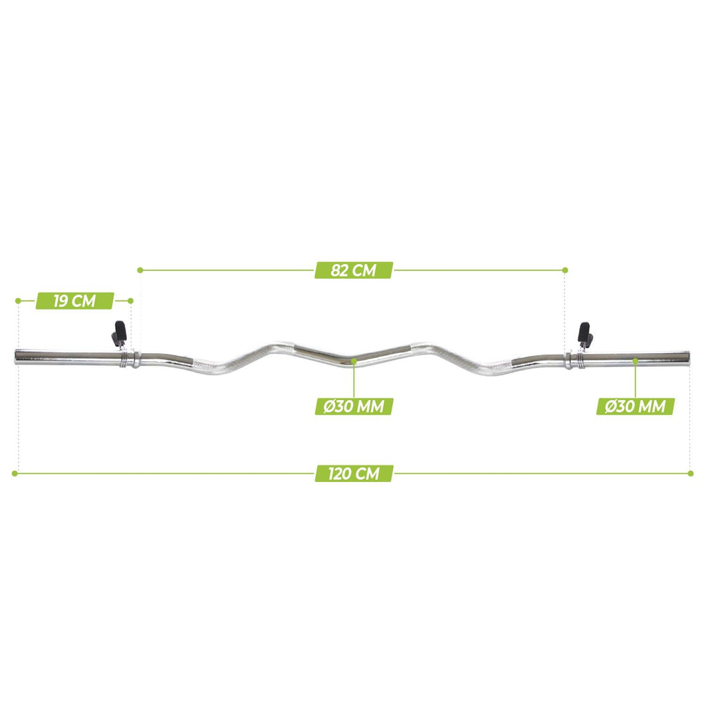 VirtuFit Curlstange - EZ Hantelstange - 120 cm - Federclip - 30 mm - Tweedekans