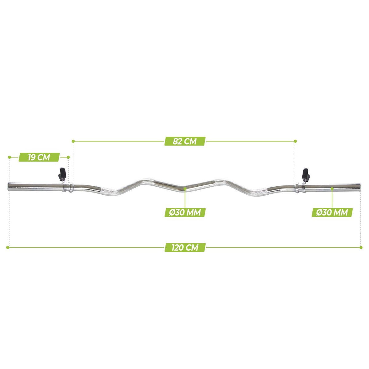 VirtuFit Curlstange - EZ Hantelstange - 120 cm - Federclip - 30 mm - Tweedekans