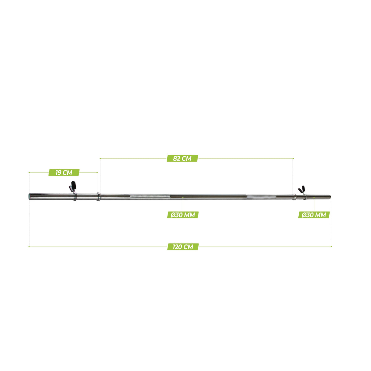 VirtuFit Langhantelstange - 120 cm - Federclip-Verschluss - 30 mm - Zweite Chance