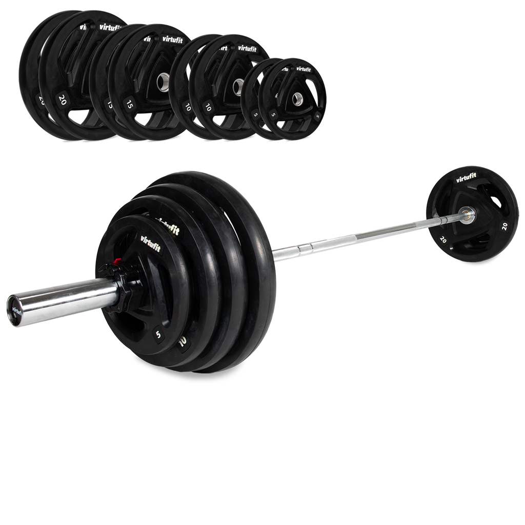 VirtuFit Olympische Rubberen Halterset - 120 kg - Aanzicht
