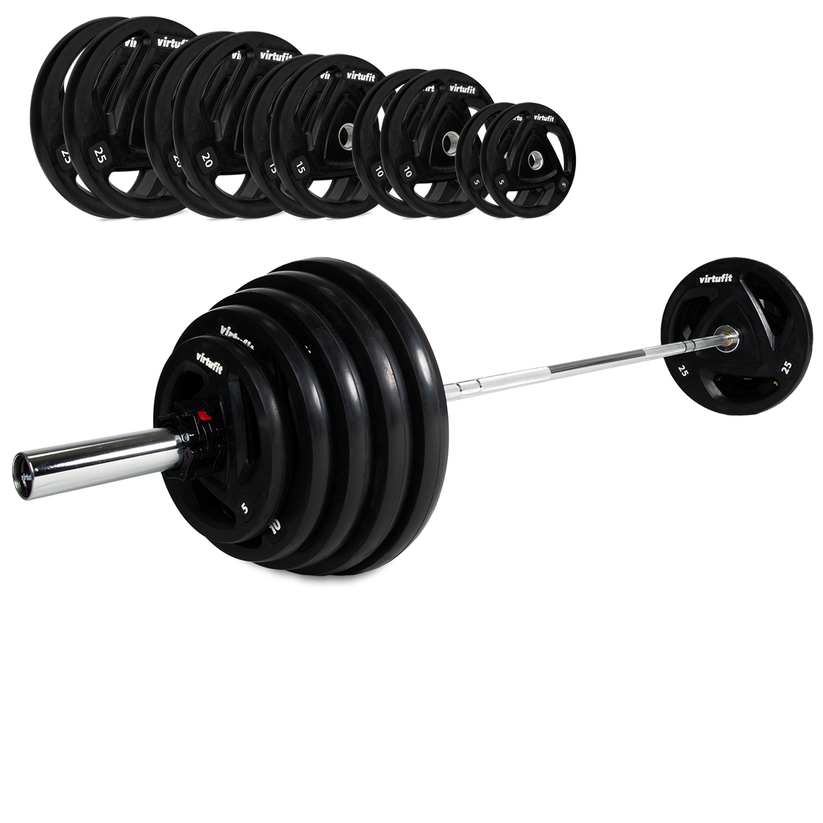 VirtuFit Olympische Rubberen Halterset - 170 kg - Aanzicht