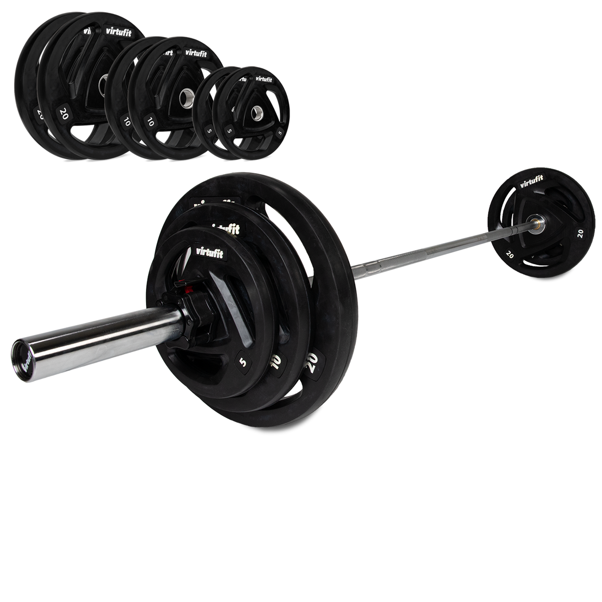 VirtuFit Olympische Rubberen Halterset - 90 kg - Aanzicht