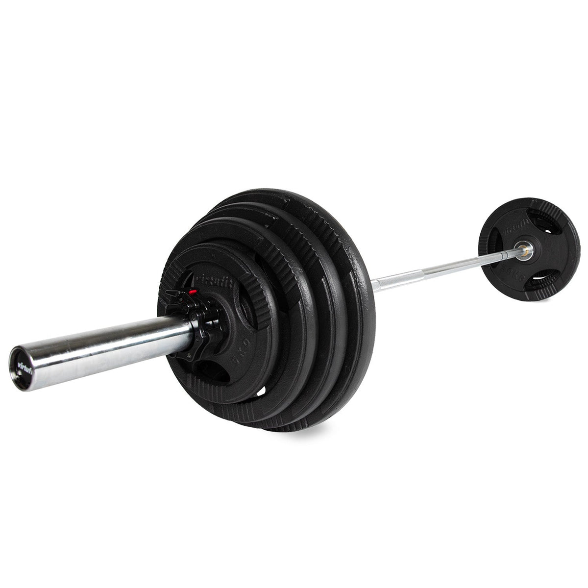 VirtuFit Olympische Gietijzeren Halterset - 120 kg - Aanzicht