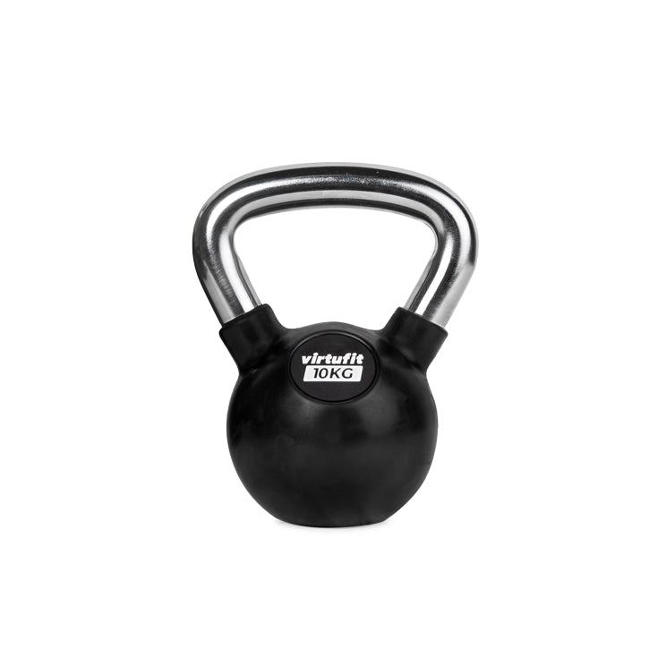 VirtuFit Kettlebell - Rubber/Chroom - 10 kg - Aanzicht
