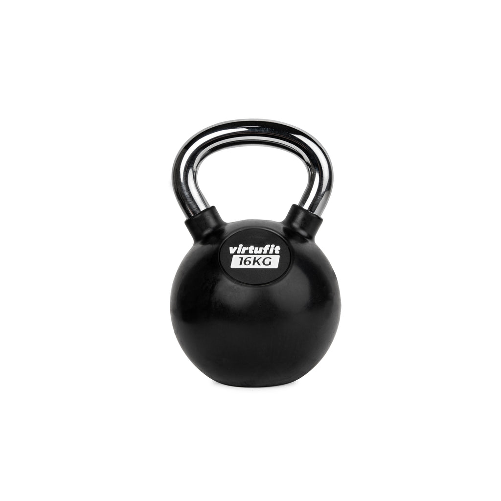 VirtuFit Kettlebell - Rubber/Chroom - 16 kg - Aanzicht