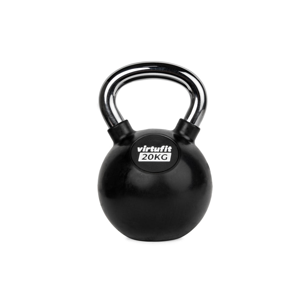 VirtuFit Kettlebell - Rubber/Chroom - 20 kg - Aanzicht
