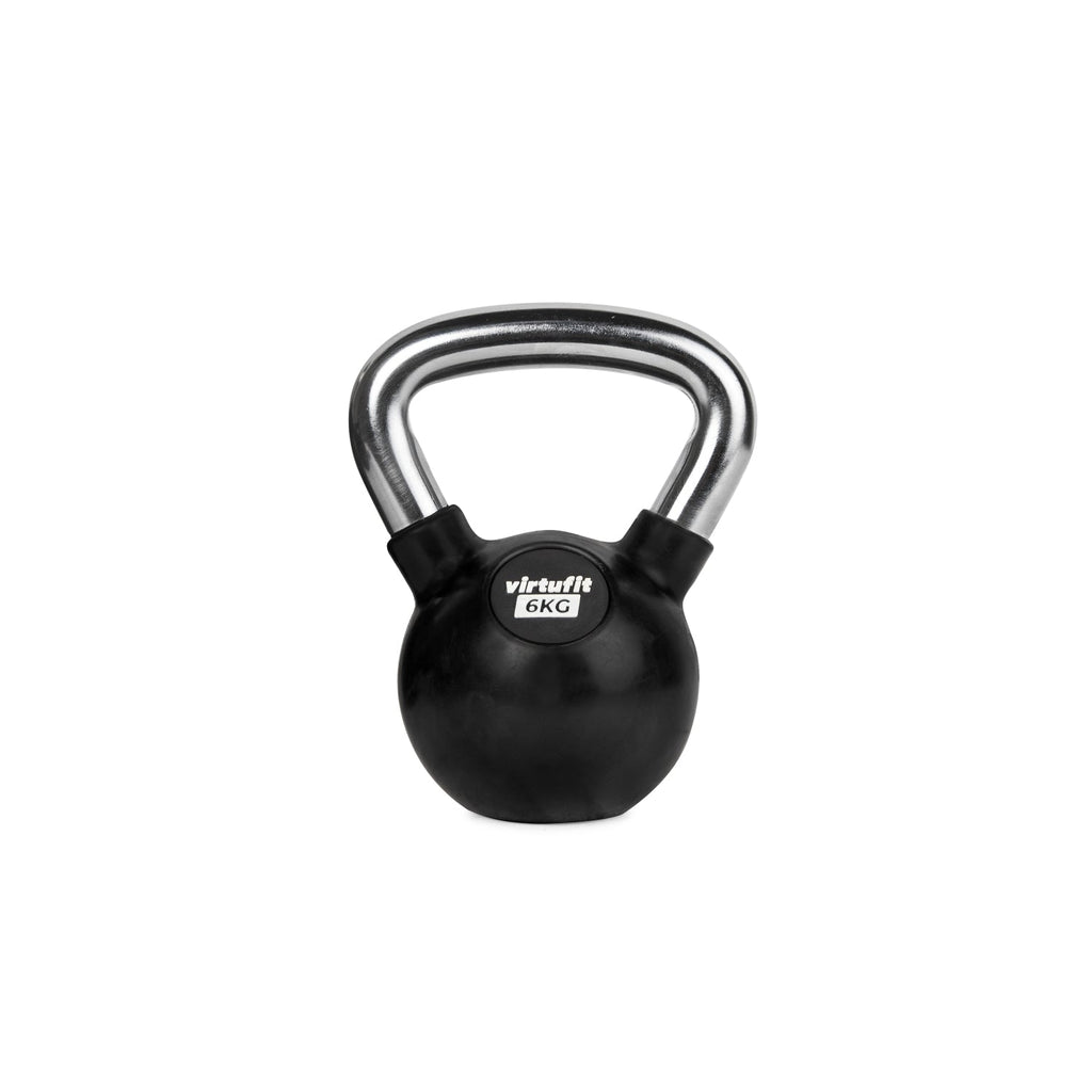 VirtuFit Kettlebell - Rubber/Chroom - 6 kg - Aanzicht