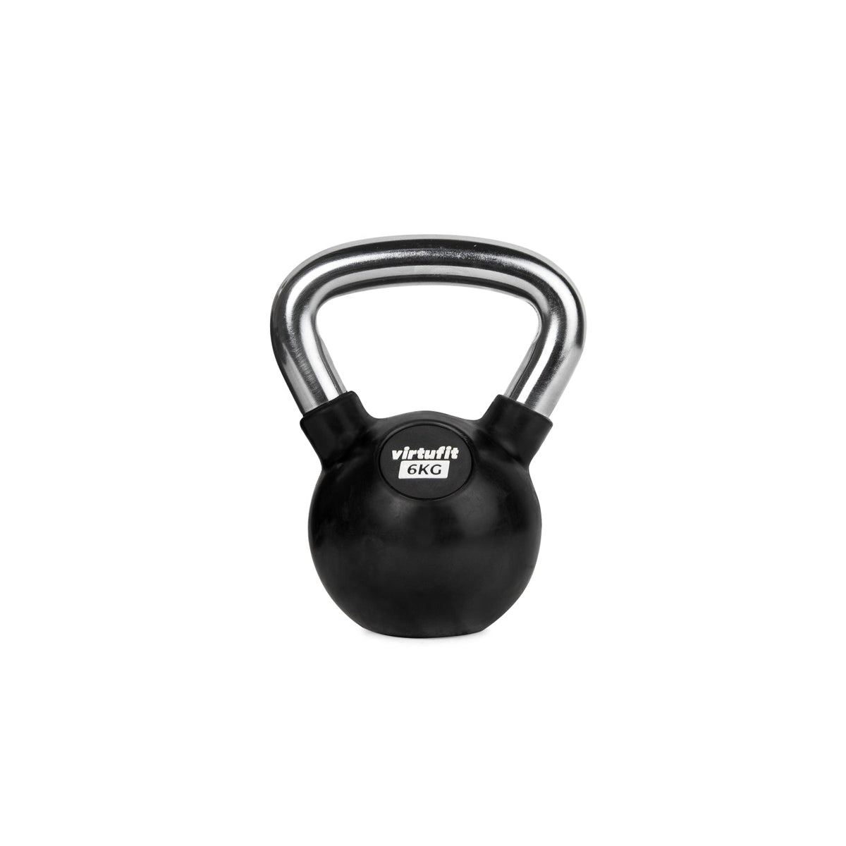 VirtuFit Kettlebell - Rubber/Chroom - 6 kg - Aanzicht
