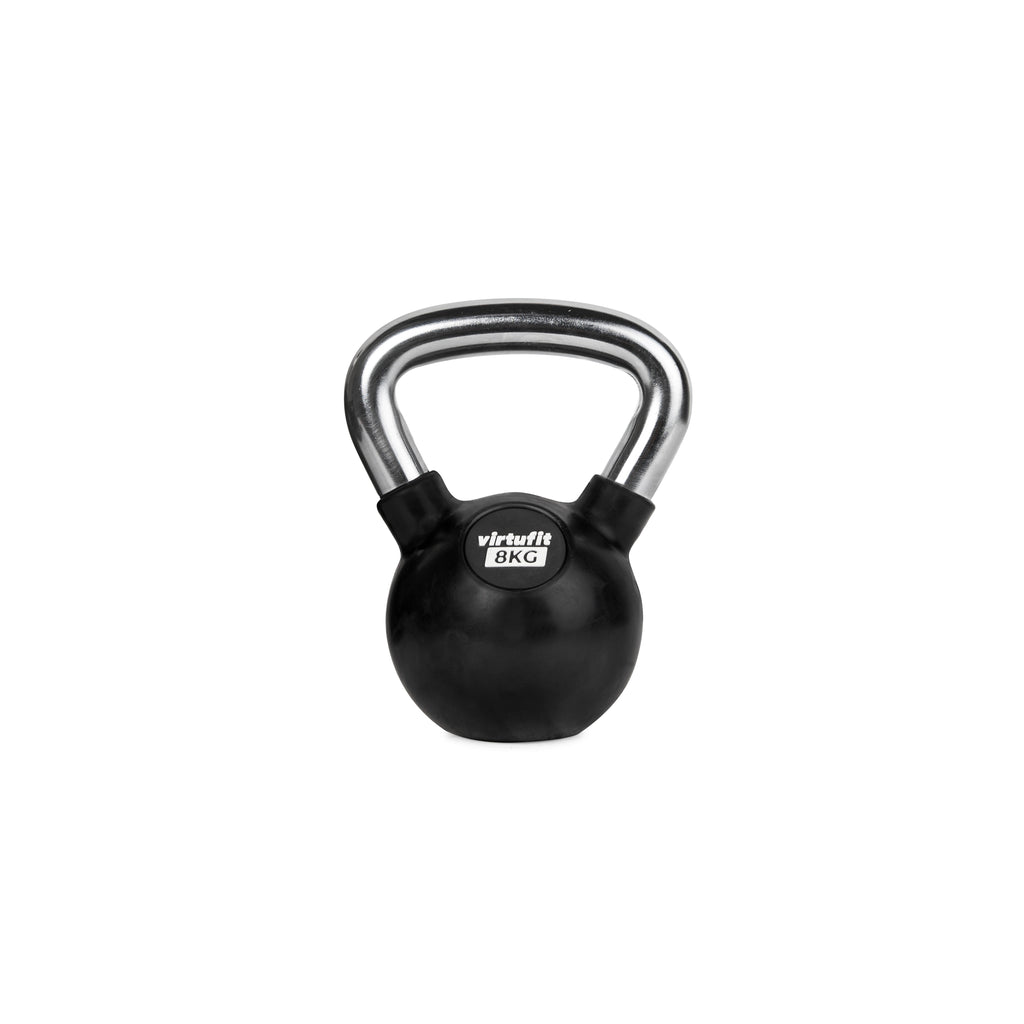 VirtuFit Kettlebell - Rubber/Chroom - 8 kg - Aanzicht