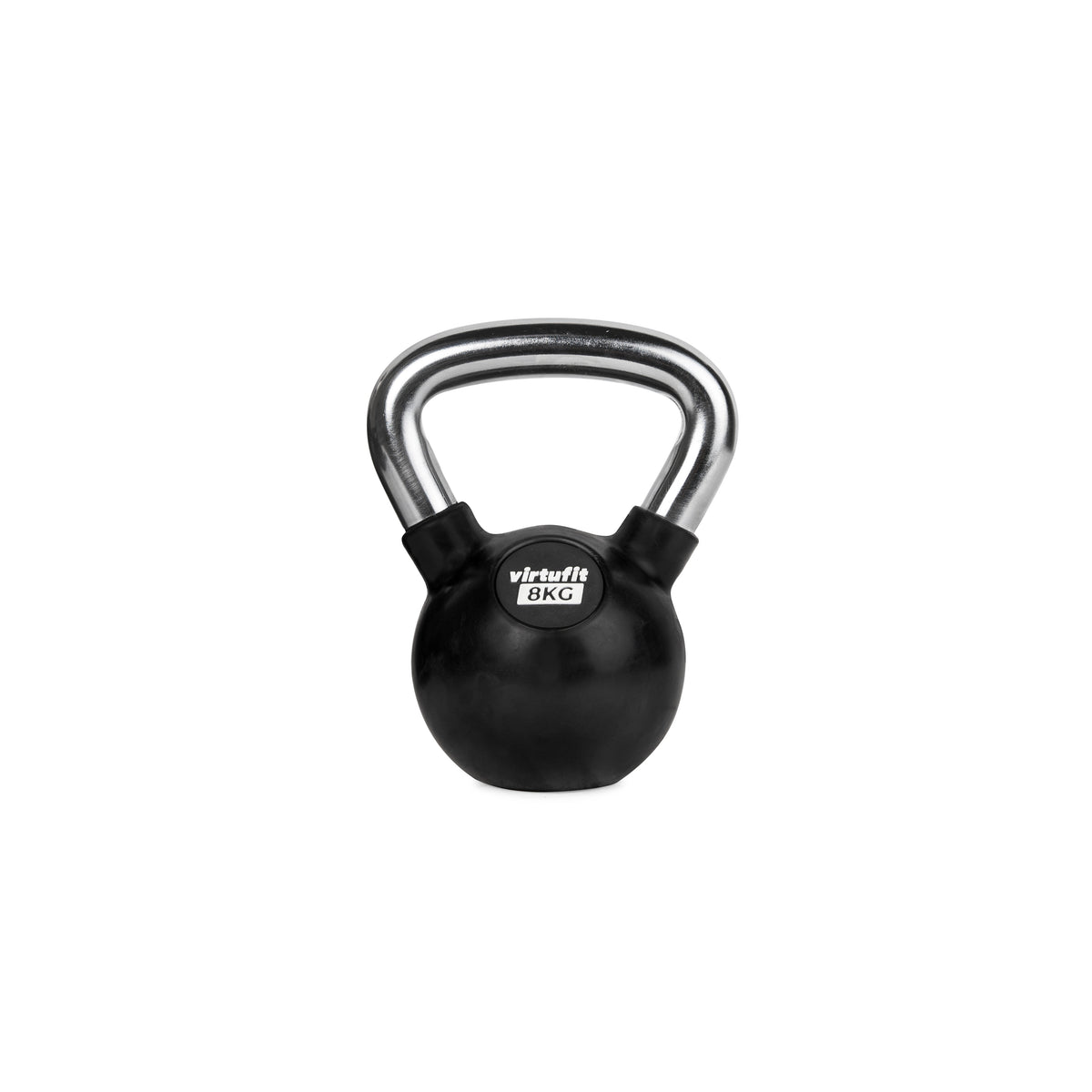VirtuFit Kettlebell - Rubber/Chroom - 8 kg - Aanzicht
