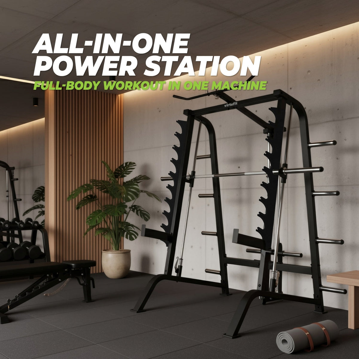 VirtuFit SM100 Smith Machine - Inclusief Pulley Station - Krachtstation - Aanzicht