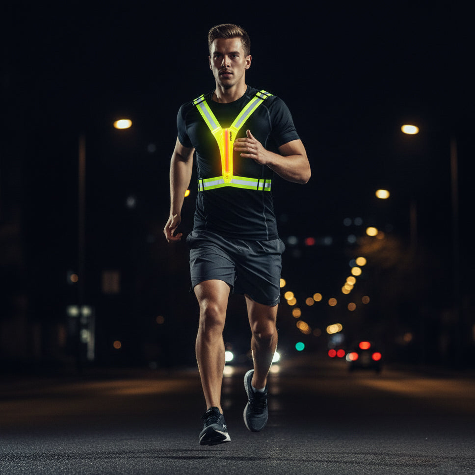 VirtuFit Reflektierende Sicherheitsweste mit LED - Lauflichter - Set von 2