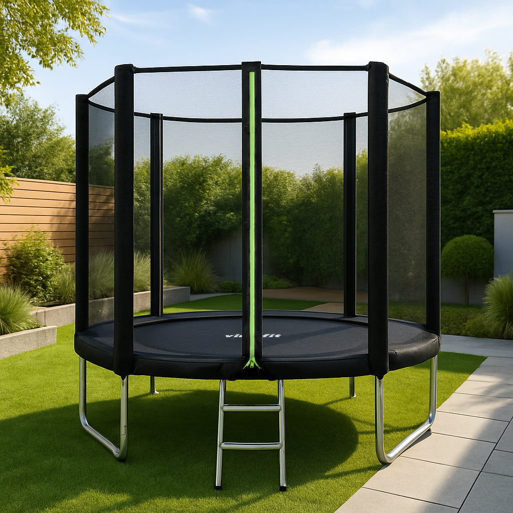 VirtuFit Trampoline met Veiligheidsnet - Zwart - 251 cm - Tweedekans - Aanzicht